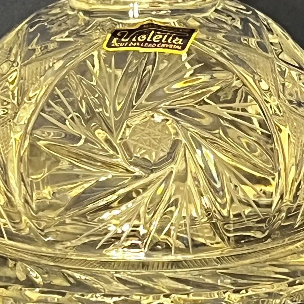 Vintage Violetta Leaded Crystal Butter Tub/Cheese Dome Pinwheel Cut Glass